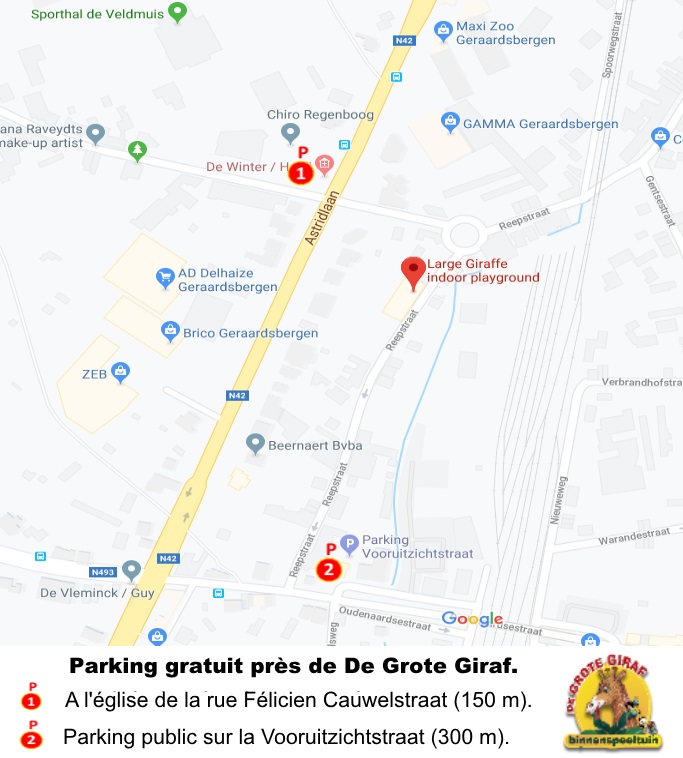 Parking rond de grote Giraf